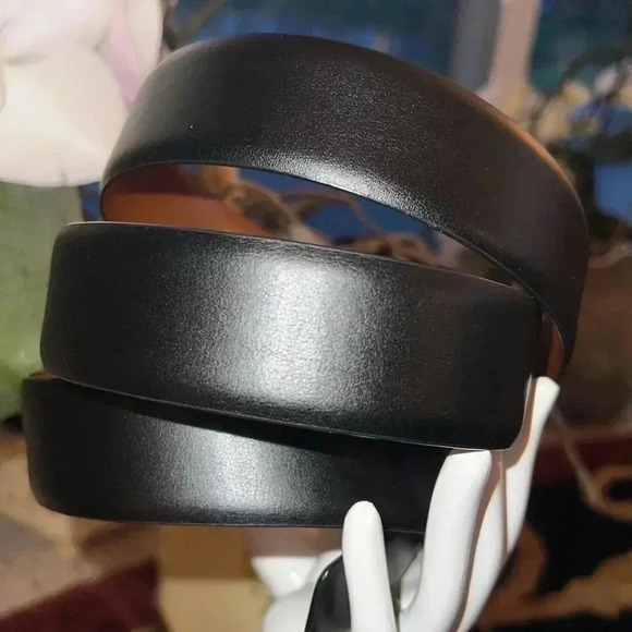 Perry Ellis Men’s Black Brown Reversible Leather Belt Gun Metal Square Buckle - Picture 10 of 16